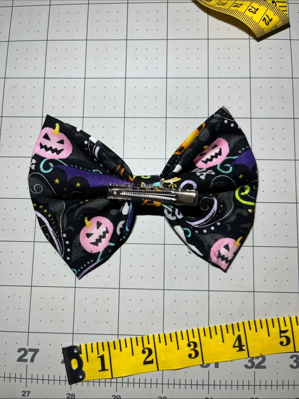 Kids Halloween Skull & Spider Bow Hair Clip - Black